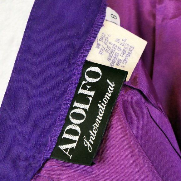 Purple Pencil Skirt Adolfo International Women's Size 8 Poly Rayon - Picture 6 of 6